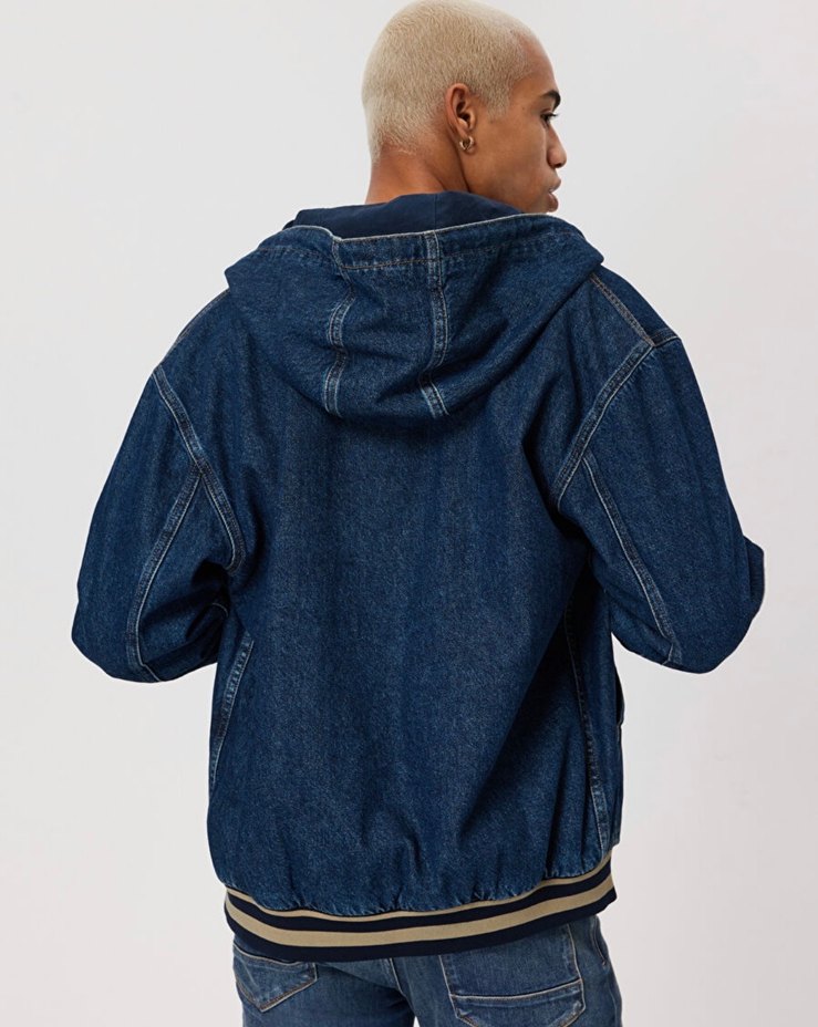 Kapüşonlu Erkek Denim Ceket - Görsel 4