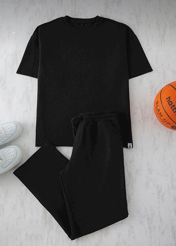 Erkek Siyah Oversize Eşofman Takımı - Görsel 5