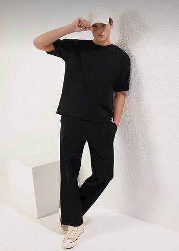 Erkek Siyah Oversize Eşofman Takımı - Görsel 2