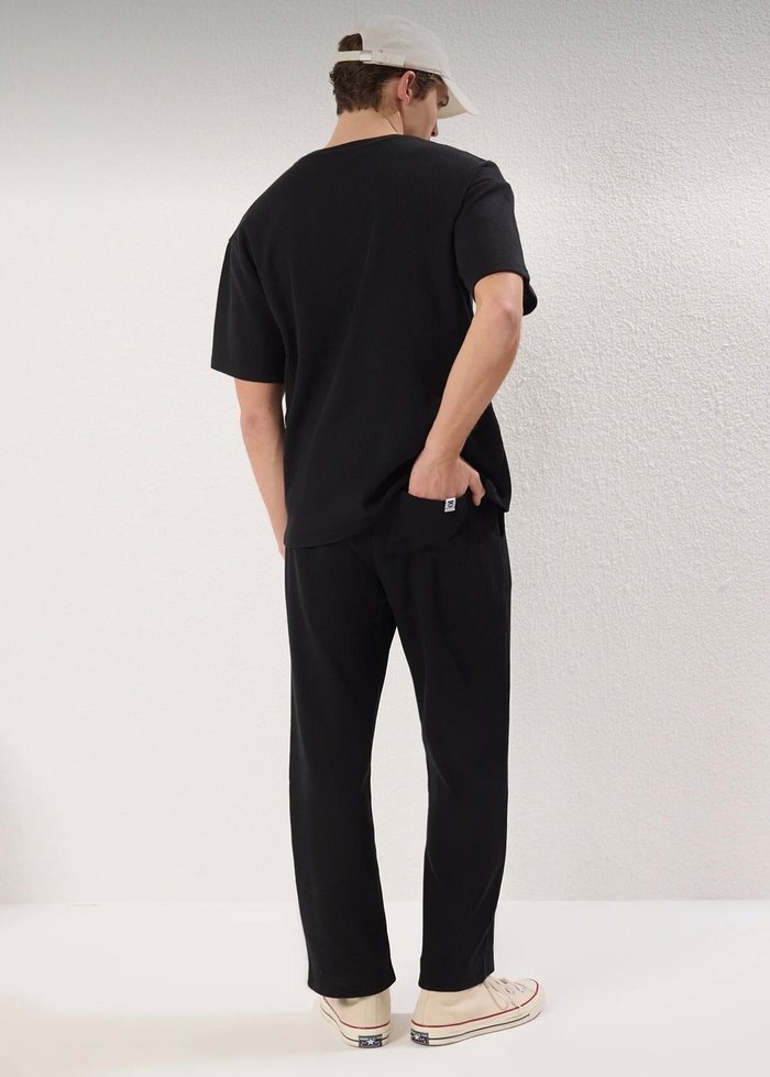 Erkek Siyah Oversize Eşofman Takımı - Görsel 4