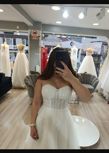 Straplez Mini A Kesim Gelinlik - Görsel 2