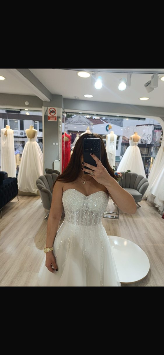 Straplez Mini A Kesim Gelinlik - Görsel 2