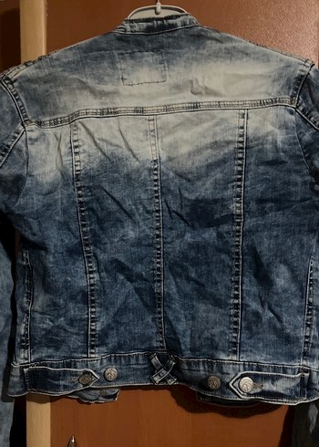 Düğmeli Mavi Kadın Denim Ceket - Görsel 2