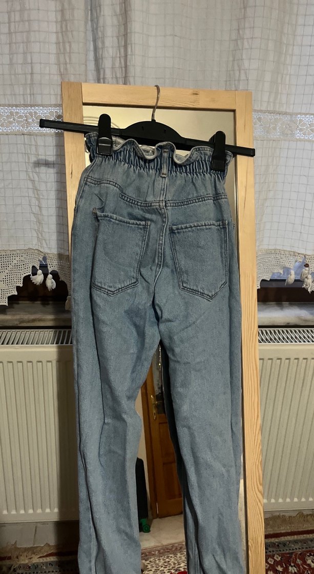 Kadın Gri Mavi Bol Kesim Midi Kot Pantolon - Görsel 3