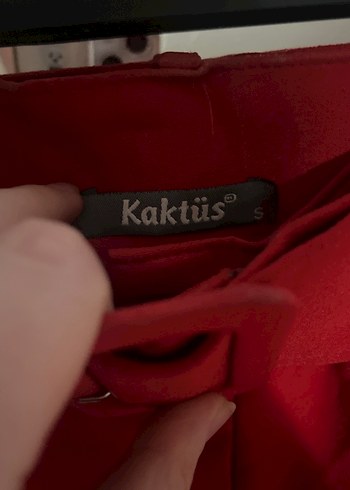 Kemerli Kırmızı Kadın Süet Pantolon - Görsel 3