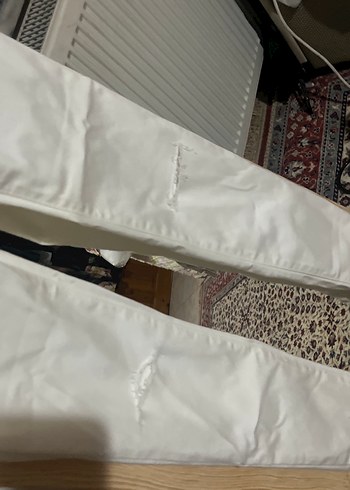 Kadın Beyaz Midi Boy Kot Pantolon - Görsel 2