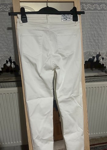 Kadın Beyaz Midi Boy Kot Pantolon - Görsel 3