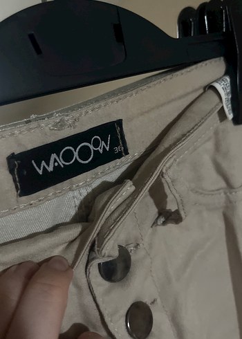 Bej Düğmeli Midi Kadın Kumaş Pantolon - Görsel 3