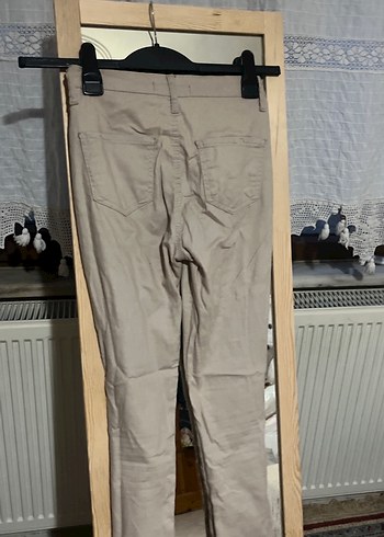 Bej Düğmeli Midi Kadın Kumaş Pantolon - Görsel 4