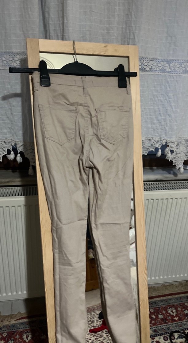 Bej Düğmeli Midi Kadın Kumaş Pantolon - Görsel 4