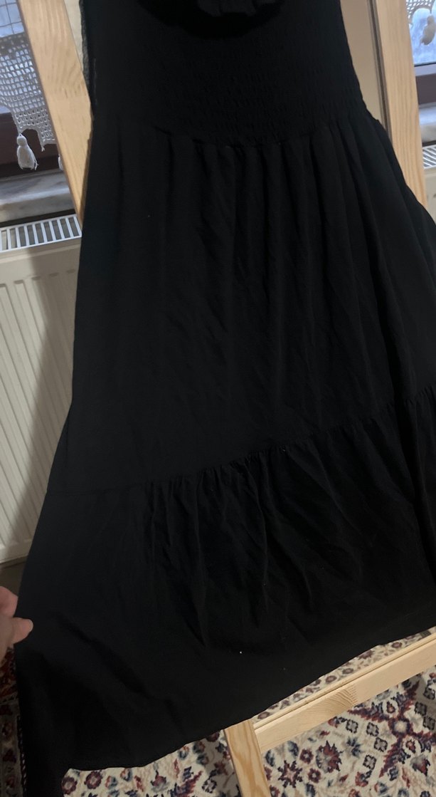 Siyah Straplez Midi Gotik Elbise - Görsel 3