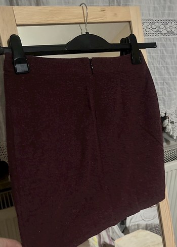 Bordo Kemerli Mini Etek - Görsel 2