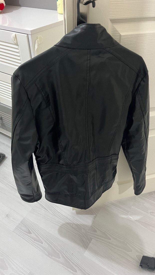 Siyah Kadın Deri Biker Ceket - Görsel 2