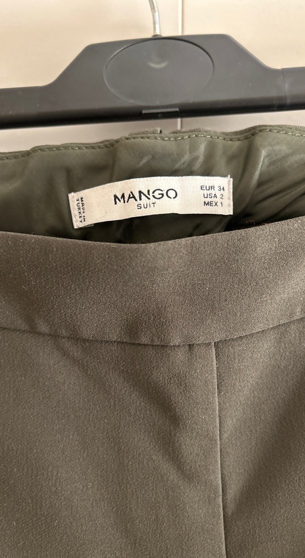 Ofis için koyu yeşil kumaş takım pantolonu - Görsel 5