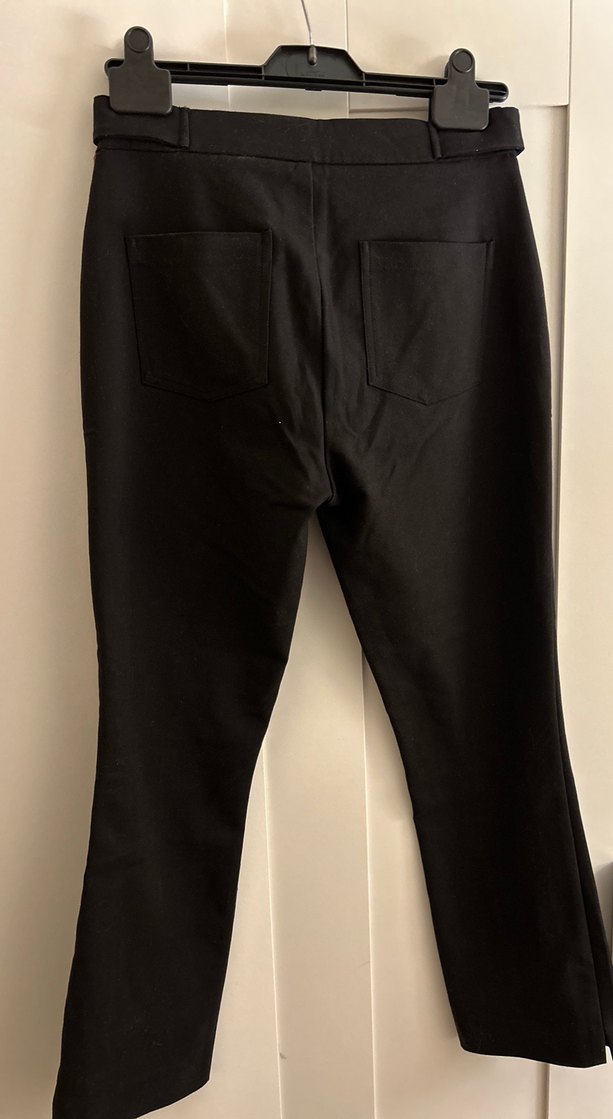 Ofis için flared cropped kumaş pantolon - Görsel 2