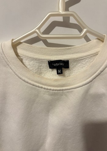 Beyaz Oversize Kadın Sweatshirt - Görsel 2