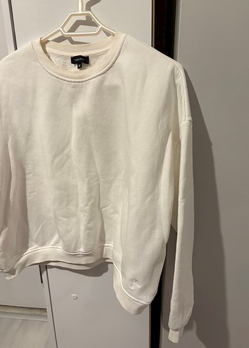 Beyaz Oversize Kadın Sweatshirt - Görsel 3