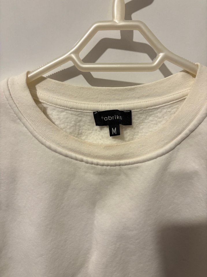 Beyaz Oversize Kadın Sweatshirt - Görsel 2