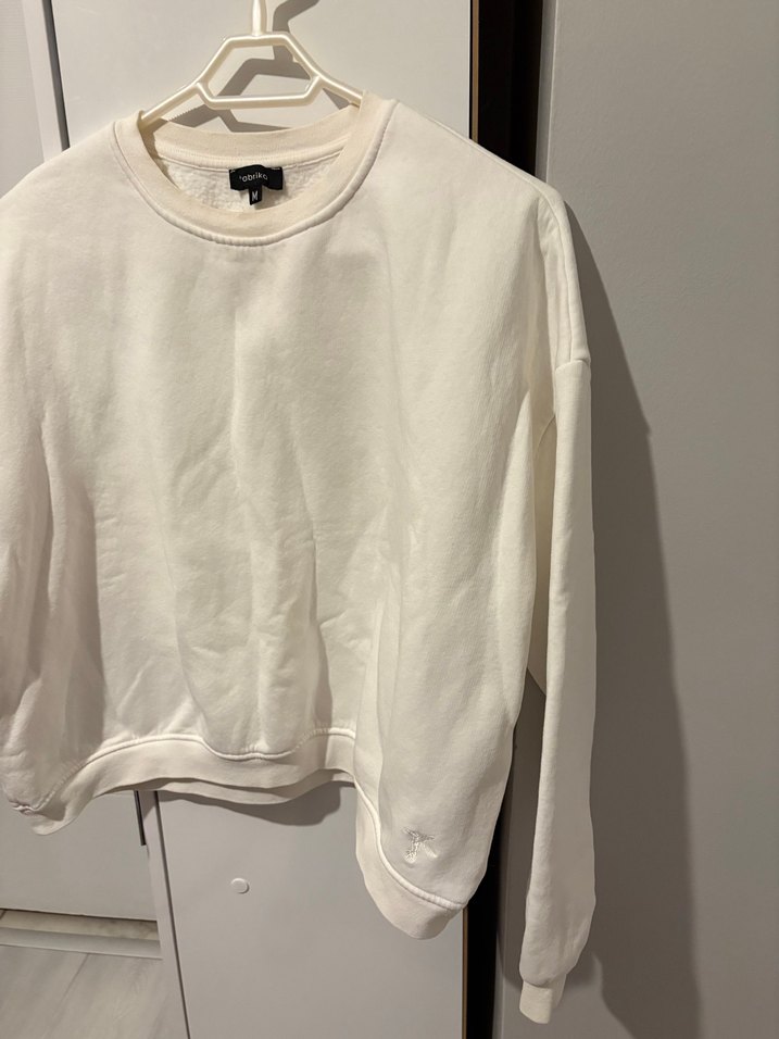 Beyaz Oversize Kadın Sweatshirt - Görsel 3