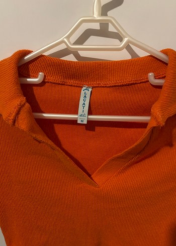 Turuncu Uzun Kollu Polo Yaka Triko Kazak - Görsel 3