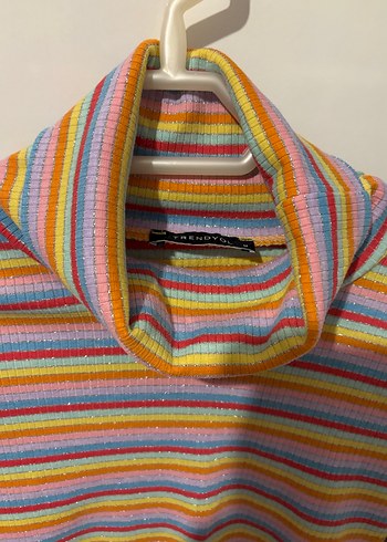 Renkli Çizgili Balıkçı Yaka Triko Kazak - Görsel 2