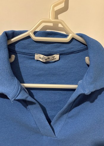 Mavi Yakalı Kadın Crop - Görsel 2