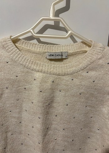 Beyaz Örgü Kadın Triko Kazak - Görsel 2