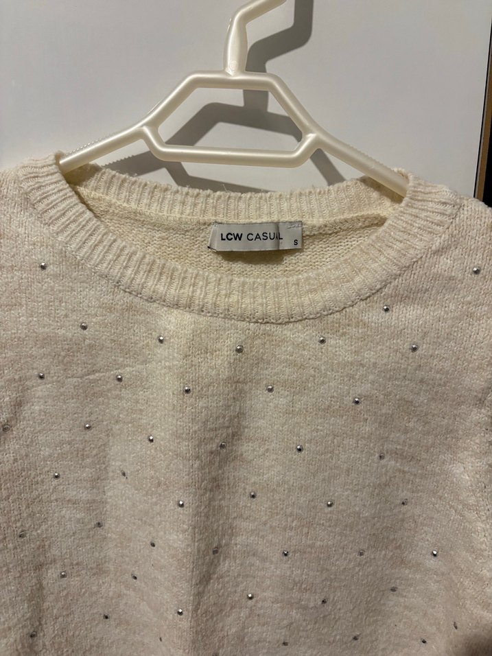 Beyaz Örgü Kadın Triko Kazak - Görsel 2