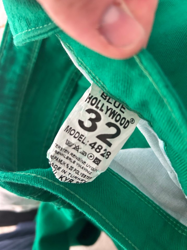 Bol paça yeşil pantolon - Görsel 4