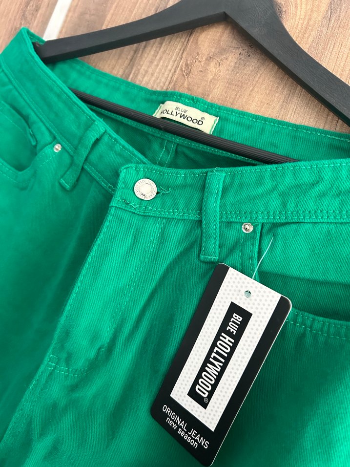 Bol paça yeşil pantolon - Görsel 2