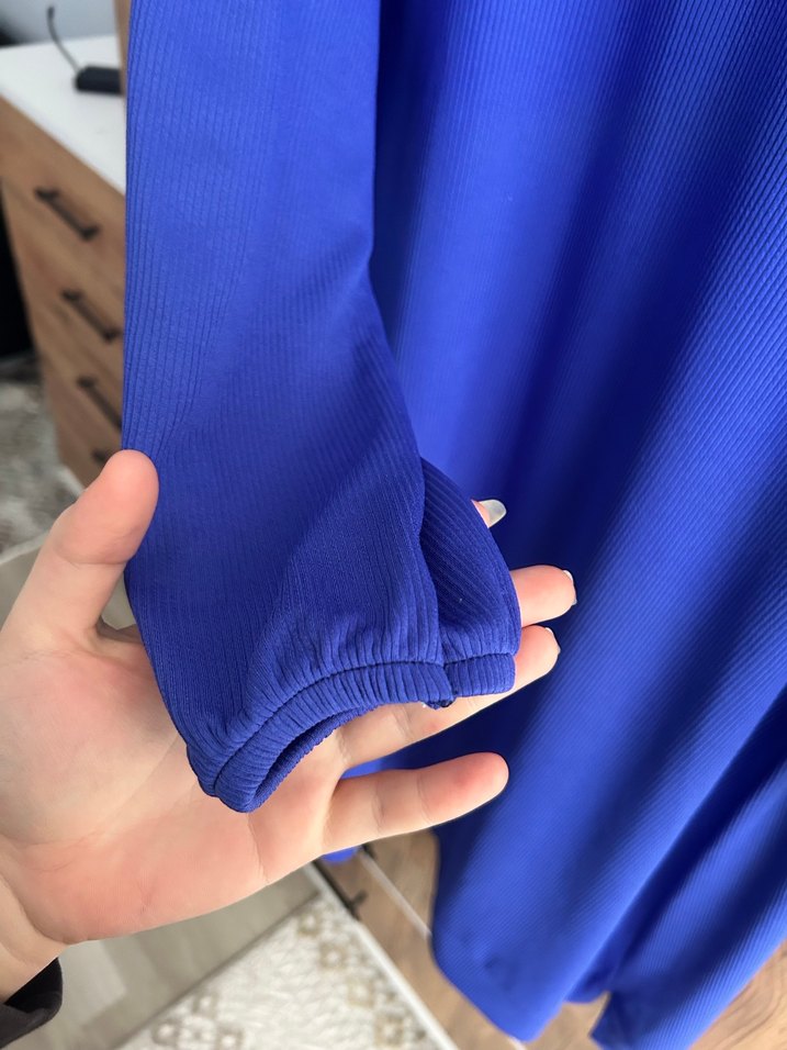 Mavi Uzun Kollu Salaş Kadın Tunik - Görsel 2