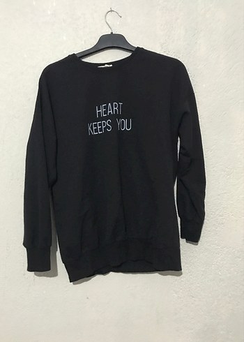 Siyah Pamuklu Uzun Kollu Sweatshirt - Görsel 2