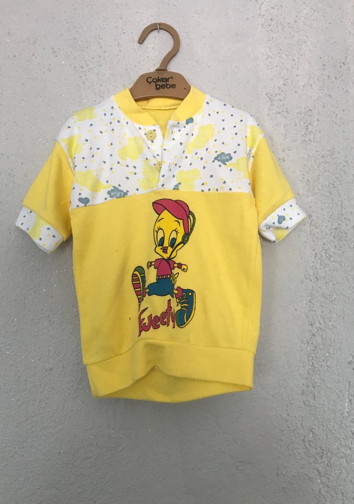 Sarı Kız Çocuk Kısa Kollu Baskılı Tişört - Görsel 2
