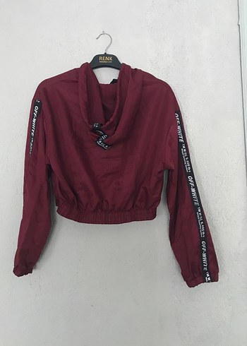 Bordo Kısa Kapüşonlu Fermuarlı Kadın Ceket - Görsel 3