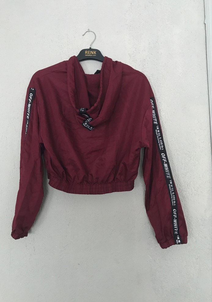 Bordo Kısa Kapüşonlu Fermuarlı Kadın Ceket - Görsel 3