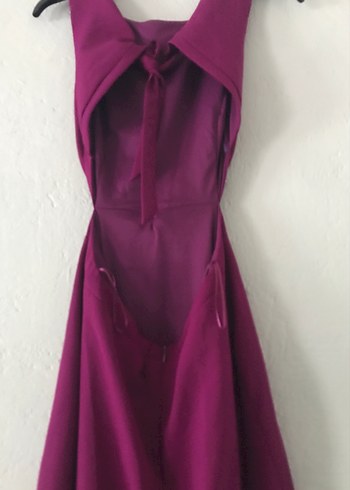 Uzun Mor V Yaka Drapeli Abiye Elbise - Görsel 2