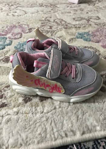 Kız Çocuk Gri Sneaker - Cırtlı, Yılan Desenli - Görsel 3