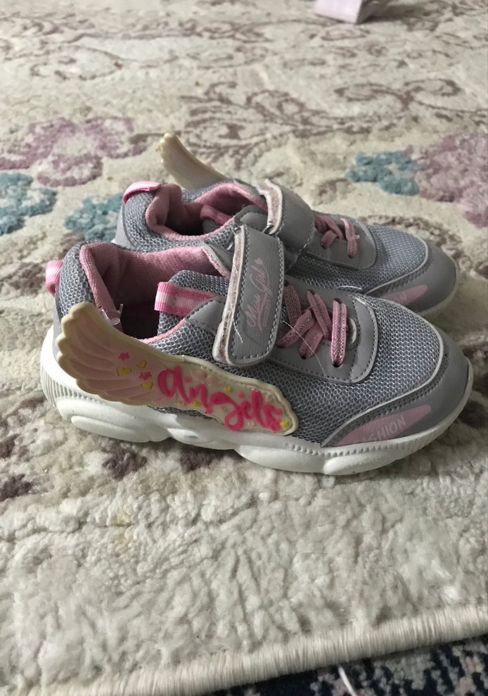 Kız Çocuk Gri Sneaker - Cırtlı, Yılan Desenli - Görsel 3