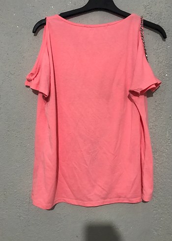 Kızlar için Zincir Detaylı Pembe Tişört - Görsel 3