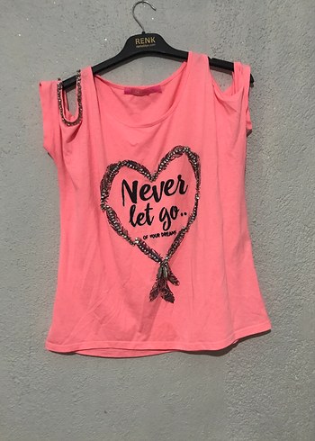 Kızlar için Zincir Detaylı Pembe Tişört - Görsel 2