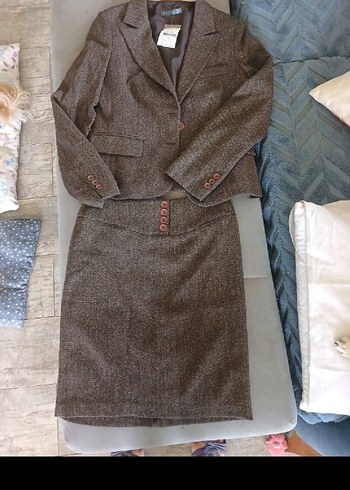 Kadın Kahverengi Düğmeli Ofis Blazeri - Görsel 3