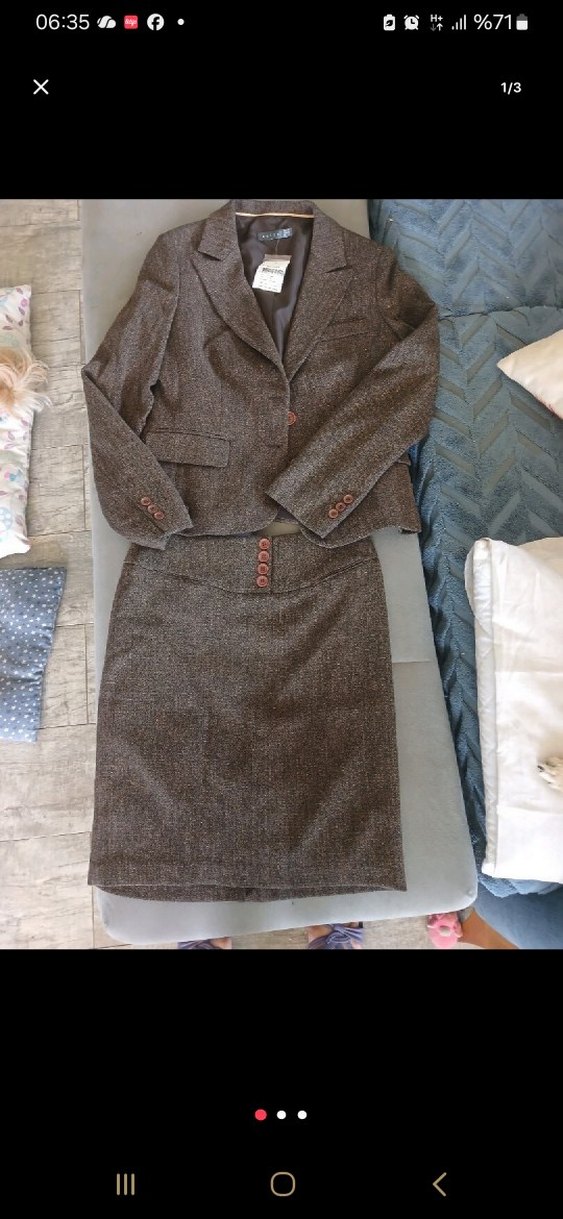 Kadın Kahverengi Düğmeli Ofis Blazeri - Görsel 3