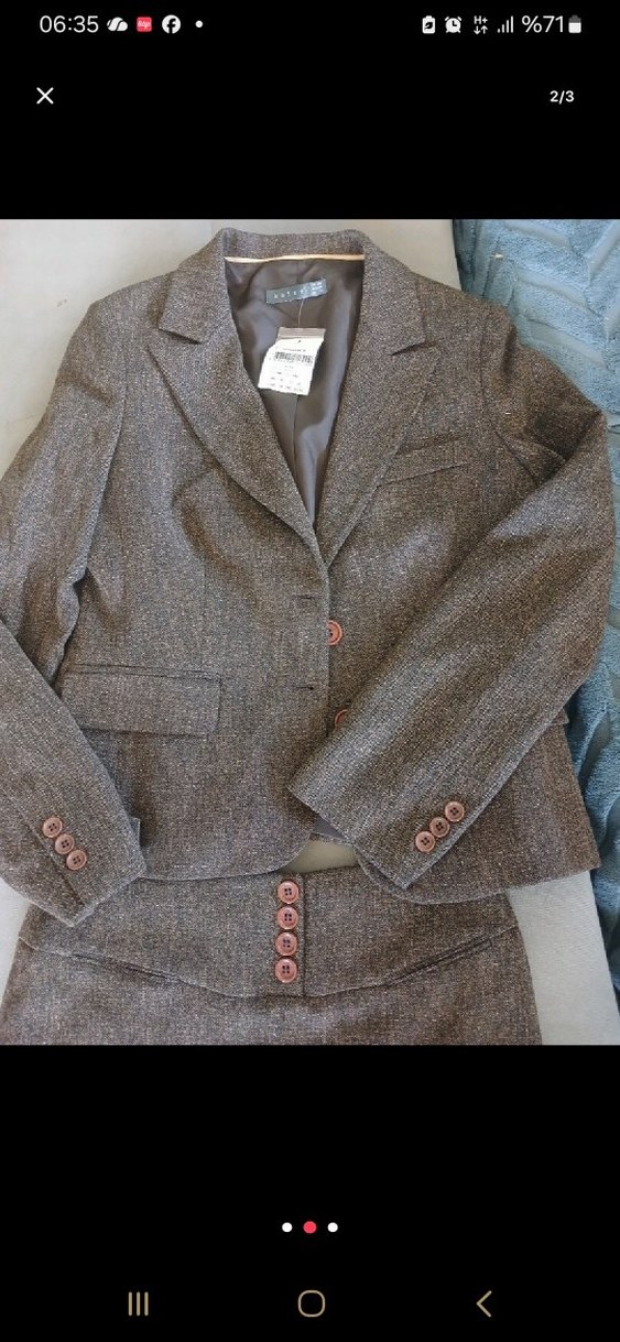 Kadın Kahverengi Düğmeli Ofis Blazeri - Görsel 2