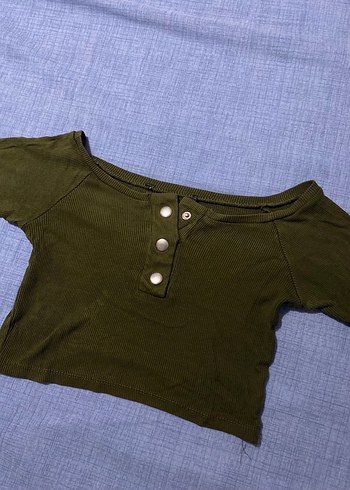Düğmeli Haki Hamile Tişörtü - Görsel 2
