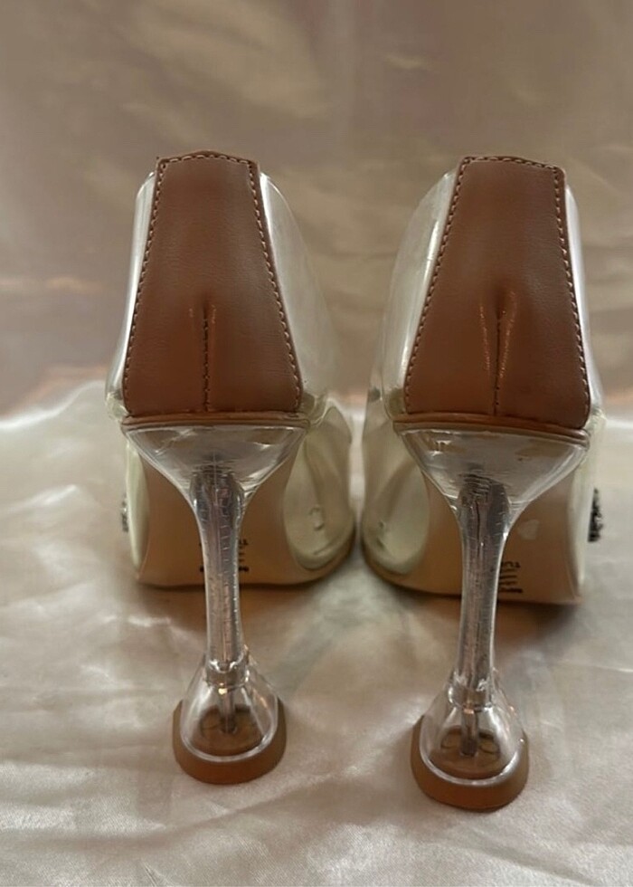 Taşlı Şeffaf Topuklu Ayakkabı - Görsel 4