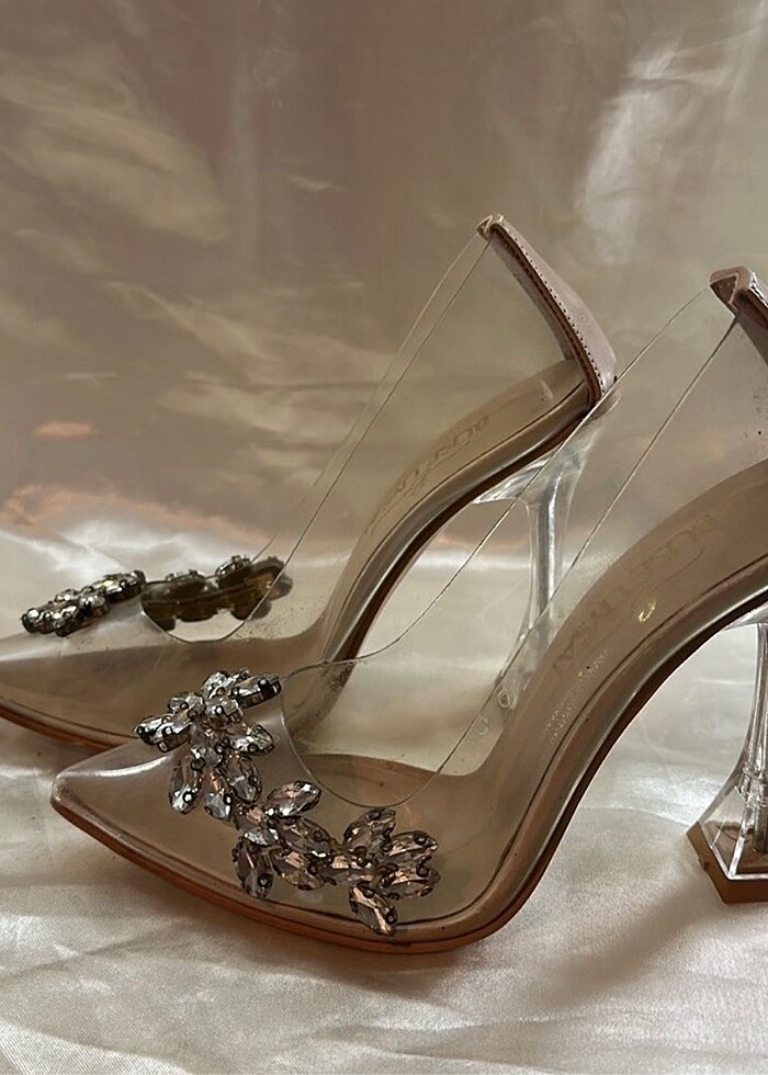 Taşlı Şeffaf Topuklu Ayakkabı - Görsel 3