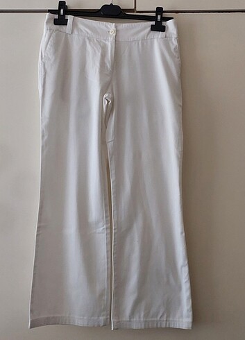 Beyaz Kumaş Pantalon 