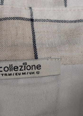 Düğmeli Bej Keten Mini Etek - Görsel 5