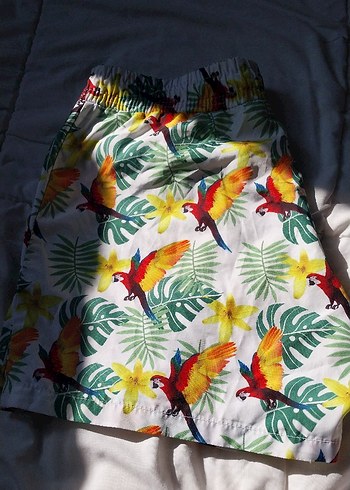 Tropikal Desenli Bayan Şort - Görsel 4