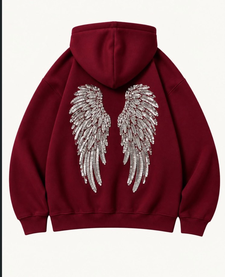Koyu Lacivert Kanatlı Kapüşonlu Sweatshirt — görsel 3/7